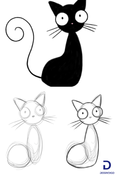 Кошка для срисовки легкая