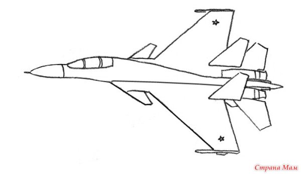 Военный самолет карандашом