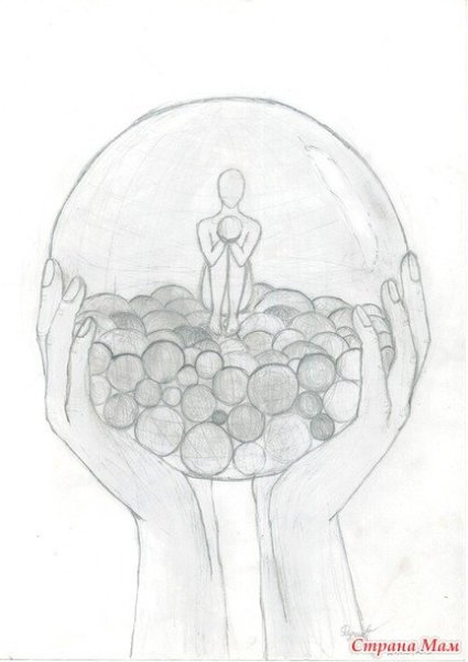 Пейзаж цветными карандашами легкий