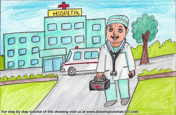 Здание больницы рисунок