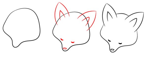 Поэтапное рисование мордочки лисы