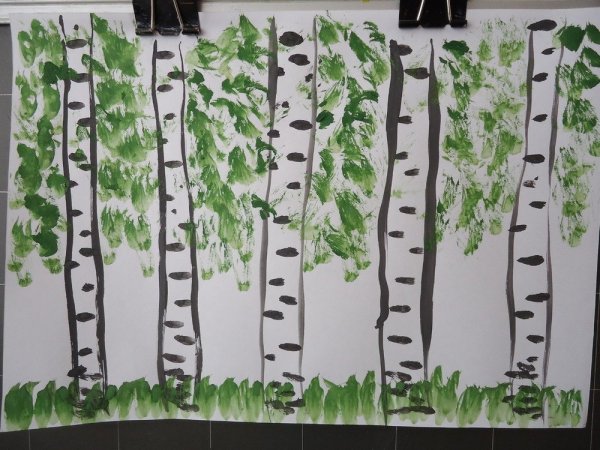 Рисование Березовая роща в подготовительной группе