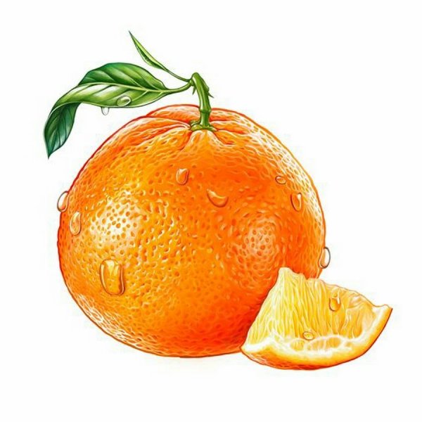 Апельсин акварелью