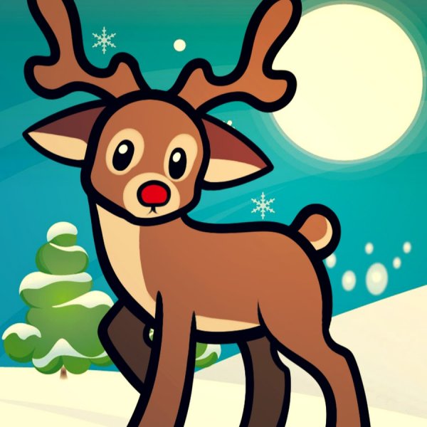 Рисунок оленя для срисовки на новый год