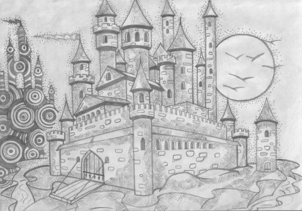 Рыцарский замок. Раскраска