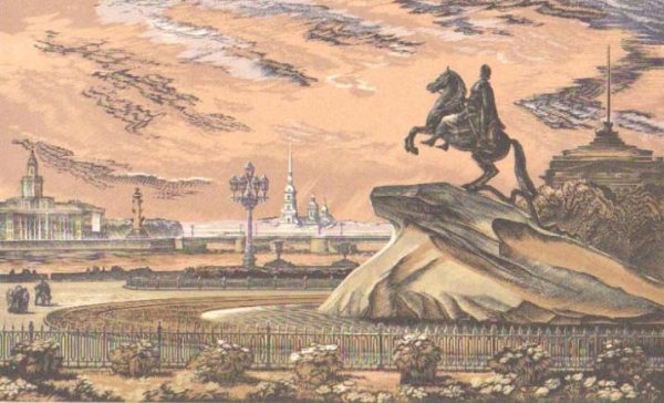 Аничков мост в Санкт-Петербурге силуэт