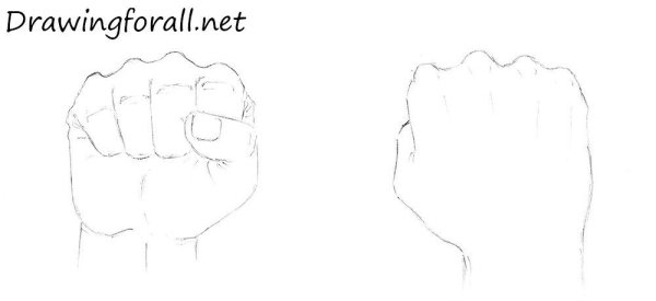 Рисование кулака сбоку