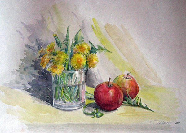 Академическая живопись натюрморт акварель Строгановка