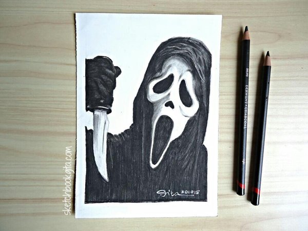 Маска крик карандашом