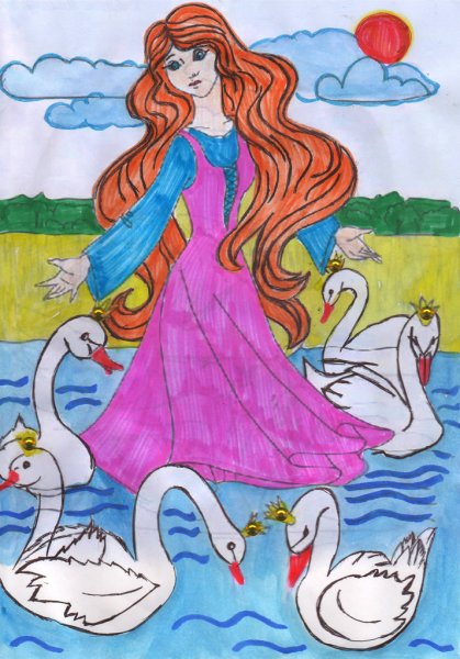 Дикие лебеди раскраска