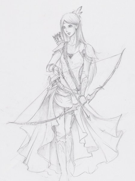 Эльфийка рисунок карандашом