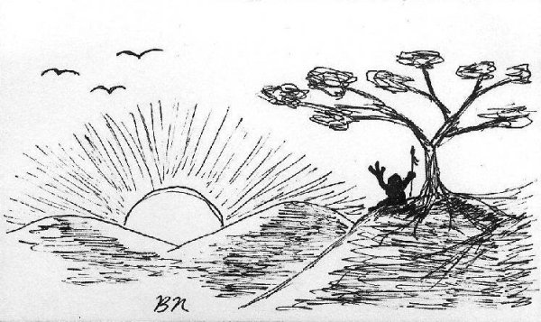 Закат солнца рисунок карандашом