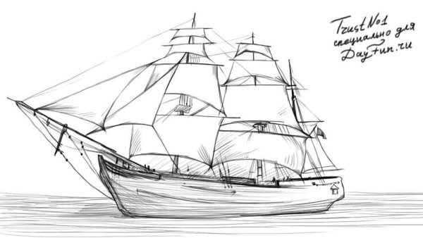Корабль рисунок карандашом