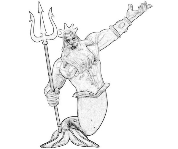 Русалочка раскраски и царь Тритон