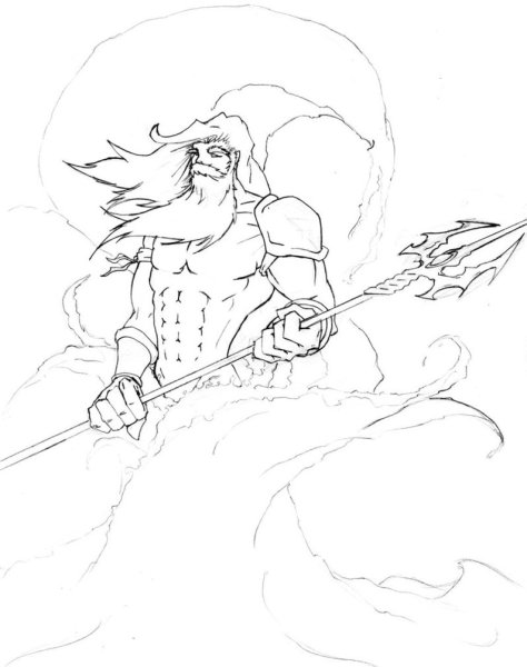 Бог Посейдон для срисовки