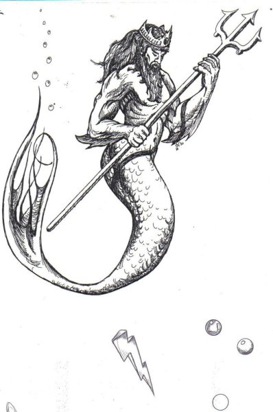 Бог Посейдон срисовать