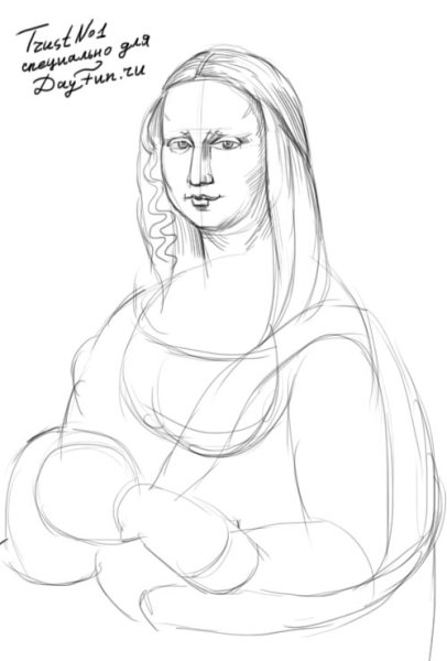 Леонардо да Винчи Мона Лиза рисунок поэтапно