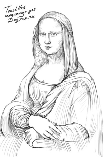Джоконда Леонардо да Винчи карандашом