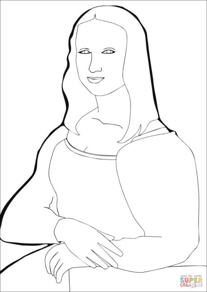 Раскраски картины Леонардо да Винчи Мона Лиза