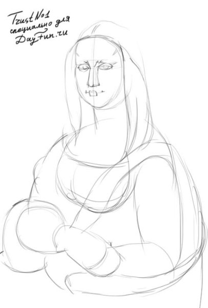 Мона Лиза карандашом поэтапно