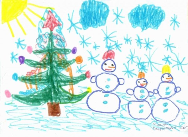 Рисунок на тему новый год легкий