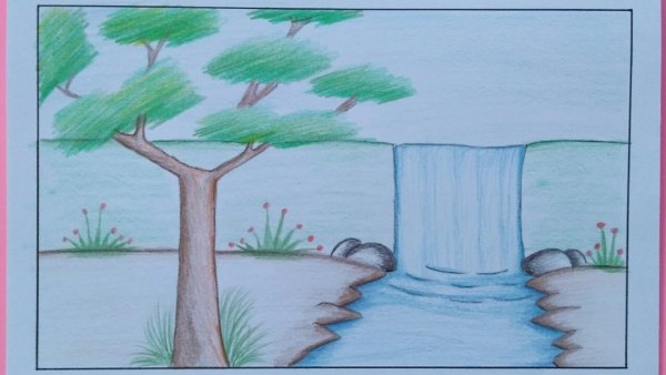 Водопад раскраска для детей