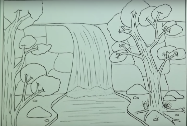 Раскраска водопад