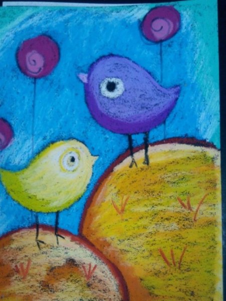 Рисование масляной пастелью для детей