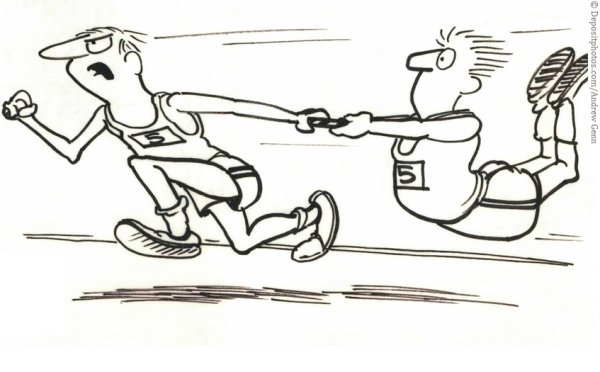 Эстафетный бег на белом фоне