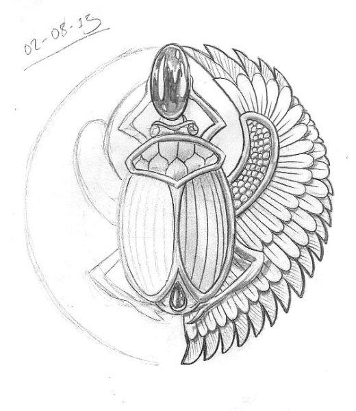 Жук скарабей Египетский рисунок