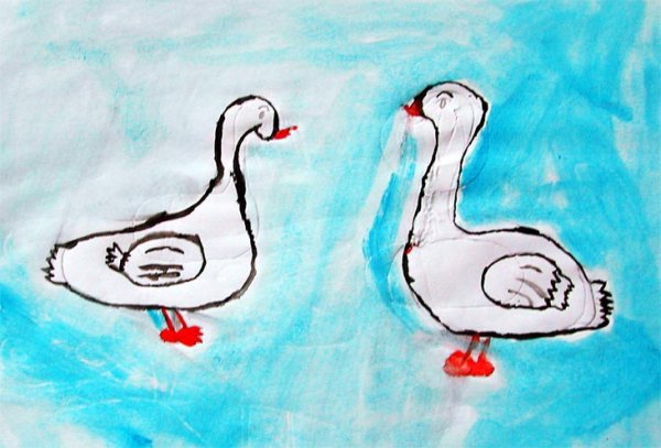 Гусь рисунок для детей легко