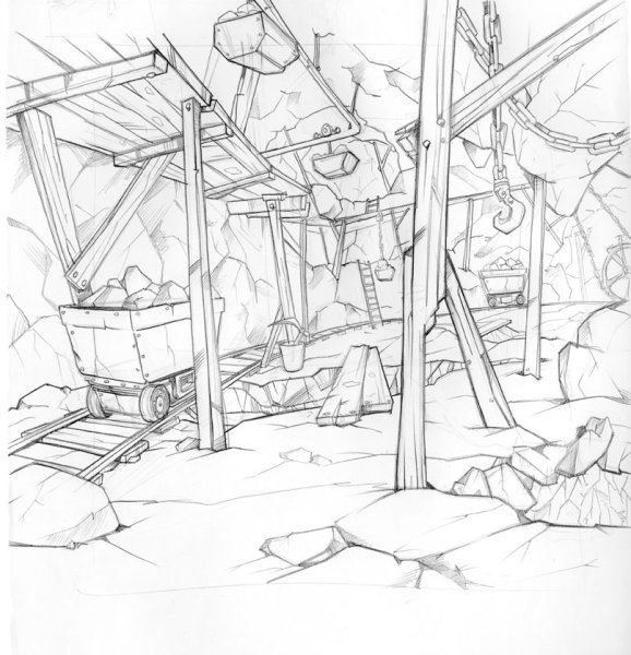 Шахта карандашом