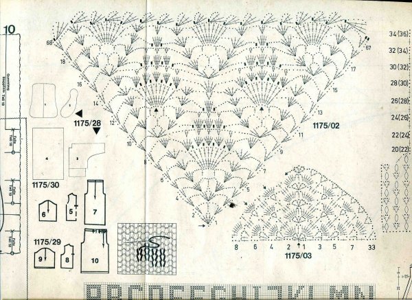 Вязаные крючком шали,бактусы, схемы