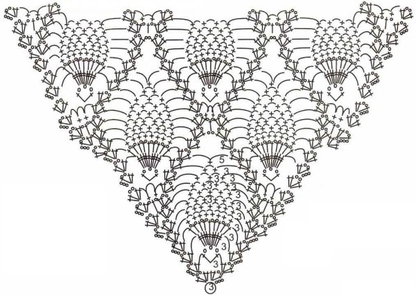 Шаль виноградные гроздья крючком схема