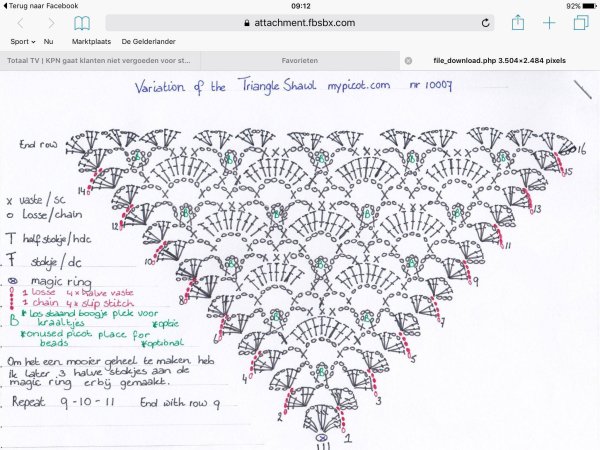 Шаль вязаная крючком узором ананас