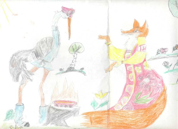 Сказки "лиса и журавль"