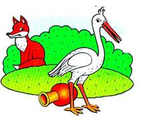 Лиса и журавль рисунок