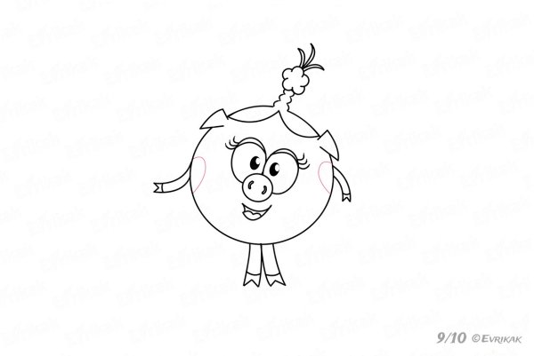 Рисунок Нюши из смешариков карандашом