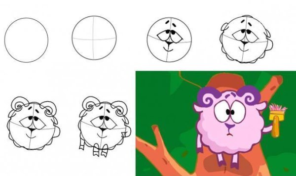 Бараш Смешарики рисунок поэтапно