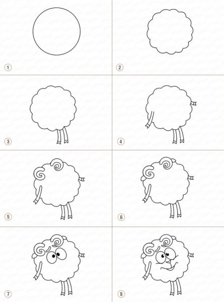 Как нарисовать Бараша из смешариков поэтапно