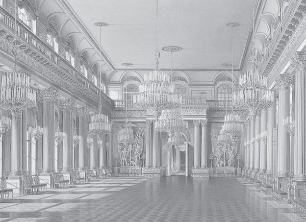 Зал во Дворце карандашом
