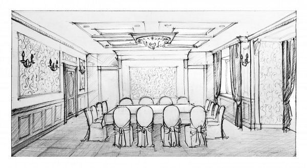 Перспектива комнаты вид сверху сбоку