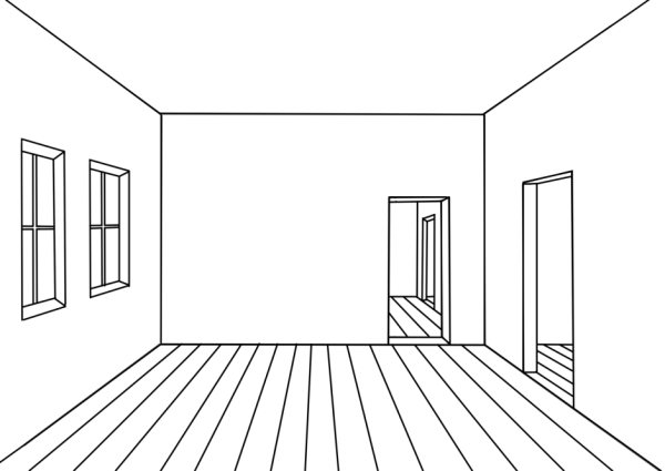 Интерьер дворянской усадьбы карандашом