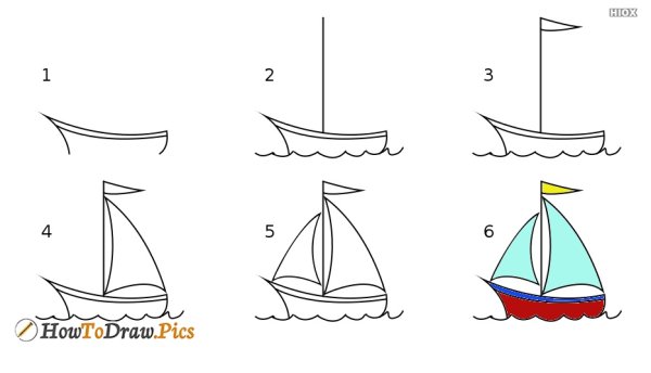 Поэтапное рисование корабля