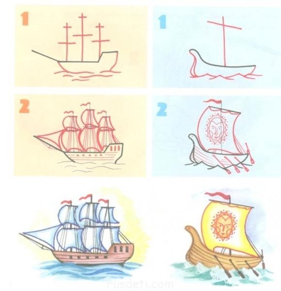 Раскраска. Кораблик