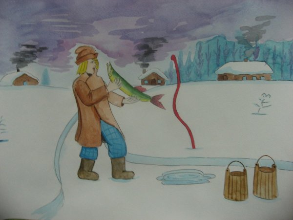 Рисование по сказке по щучьему велению в подготовительной группе