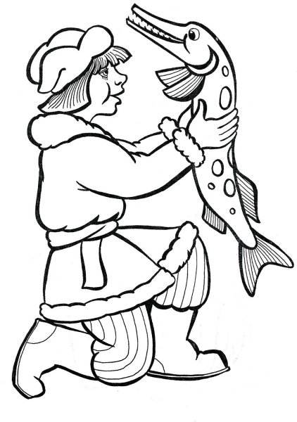 Сказка по щучьему велению раскраска