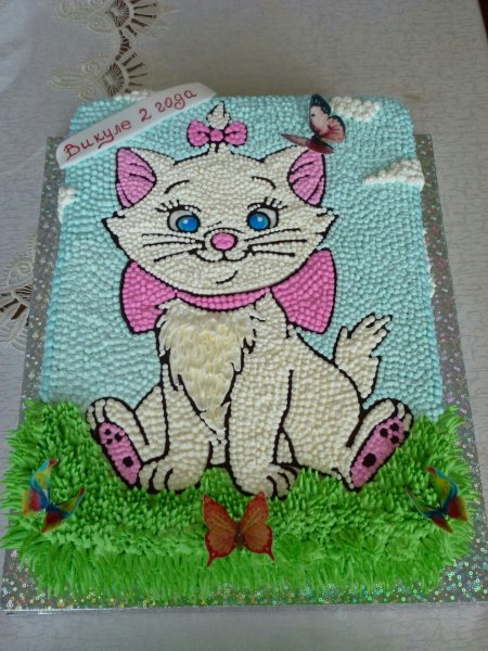 Торт с кошкой для девочки кремовый