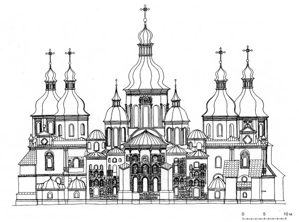 Софийский собор в Киеве черно белое 1037