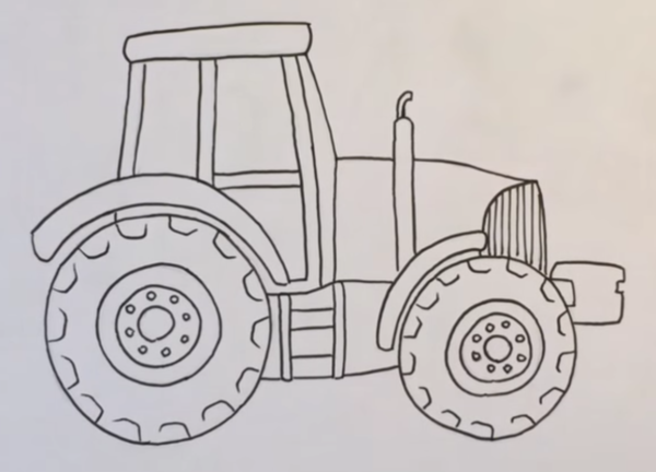МТЗ-80 трактор сбоку нарисованный легко